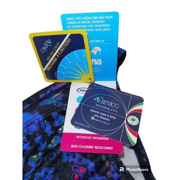 Women's Arena Training BIKINI BOTTOM Swimming Size 26 Tie Dye Purple Mango NEW - Picture 4 of 12